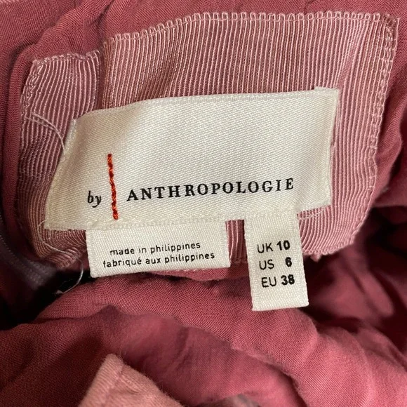 Anthropologie Dress Womens 6 Open Back Utility Pink Mini Tie Back Cap Sleeve - Picture 15 of 16